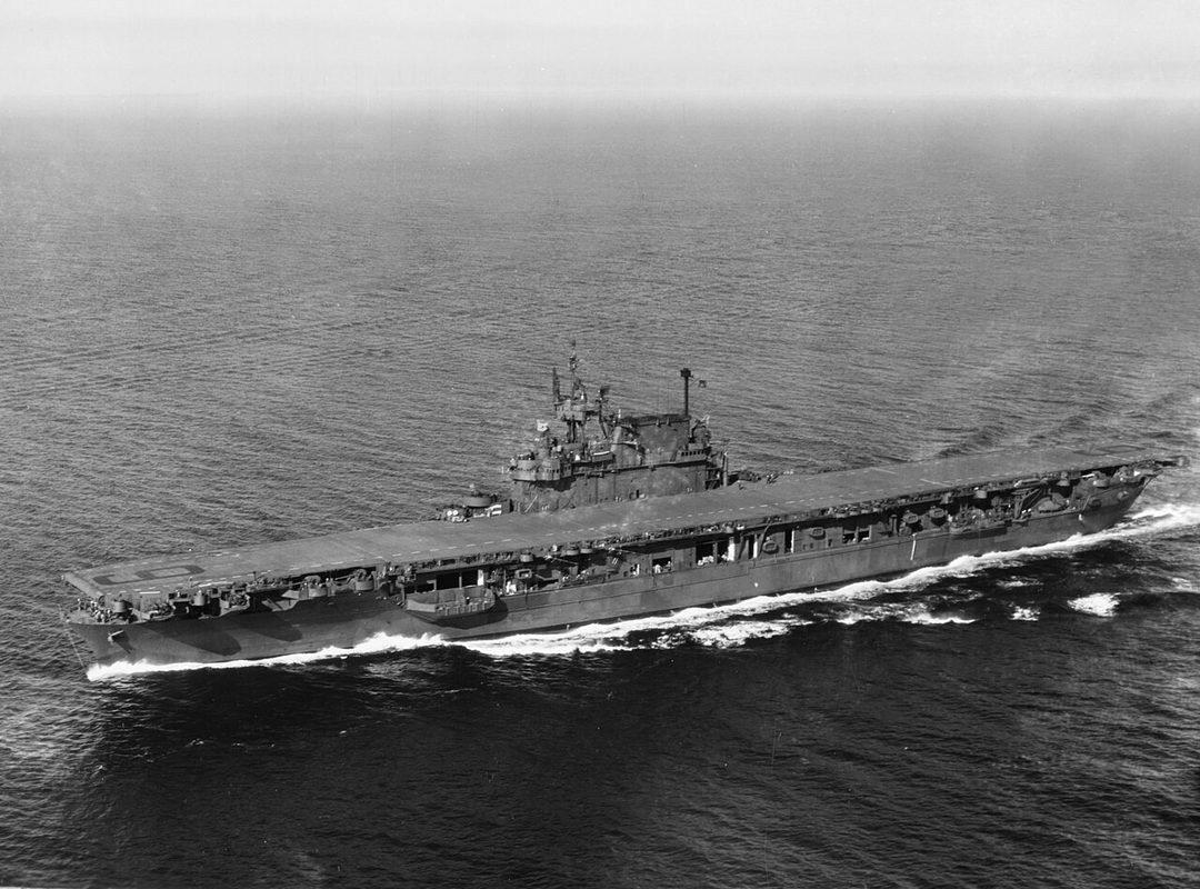 USS Enterprise CV-6 aircraft carrier at sea