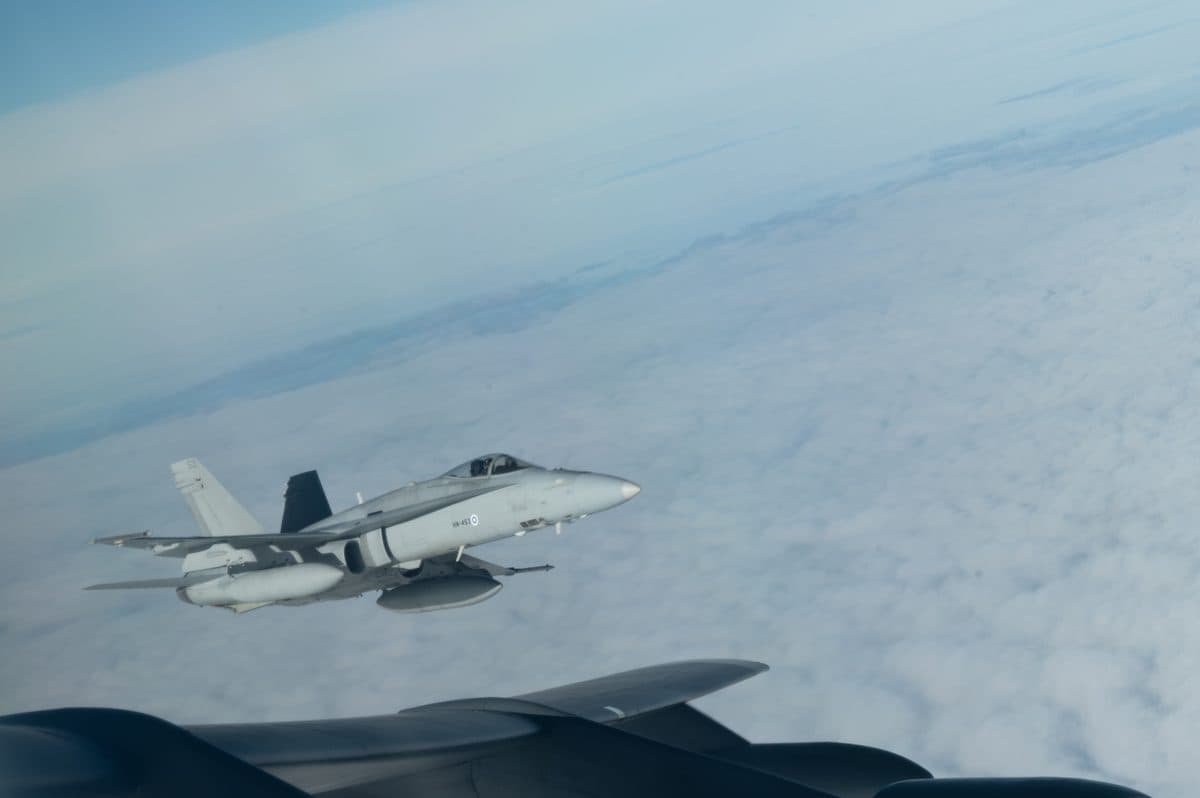 B-52 Stratofortress bomber in flight representing decades of strategic bombing capability
