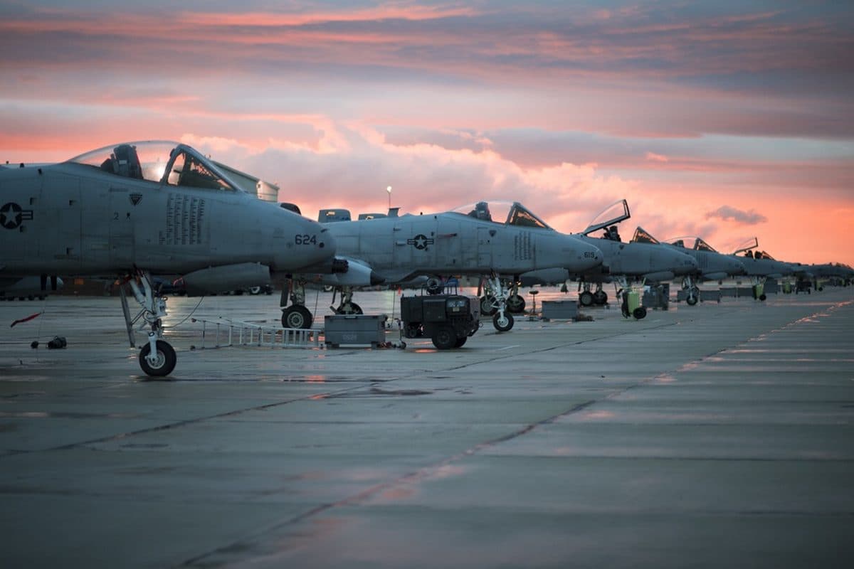 A-10 Thunderbolt II in flight during a training mission