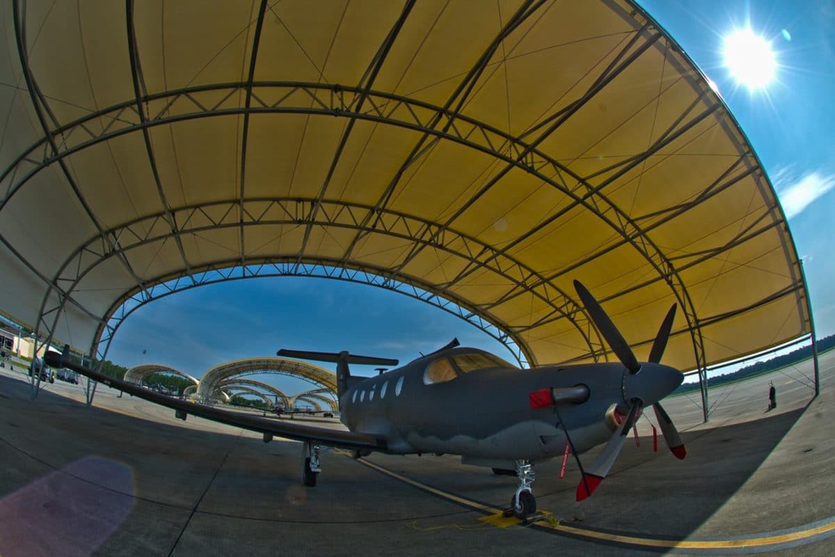 U-28A single-engine turboprop aircraft on the runway