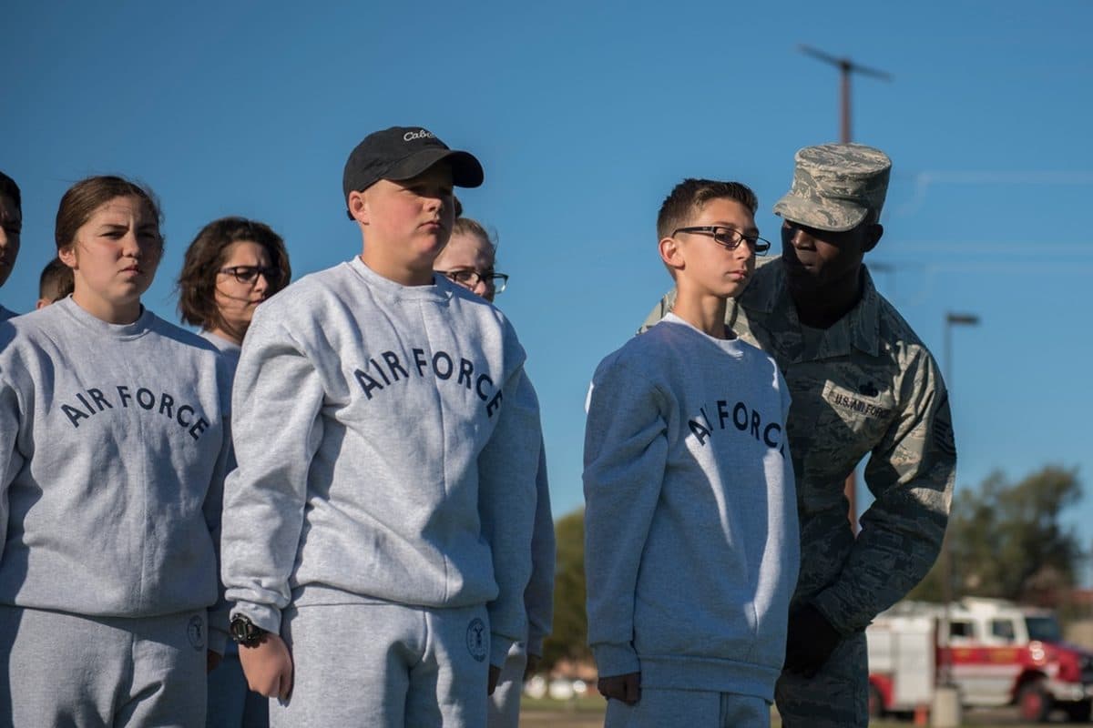 U.S. Armed Forces members standing in formation during a ceremony