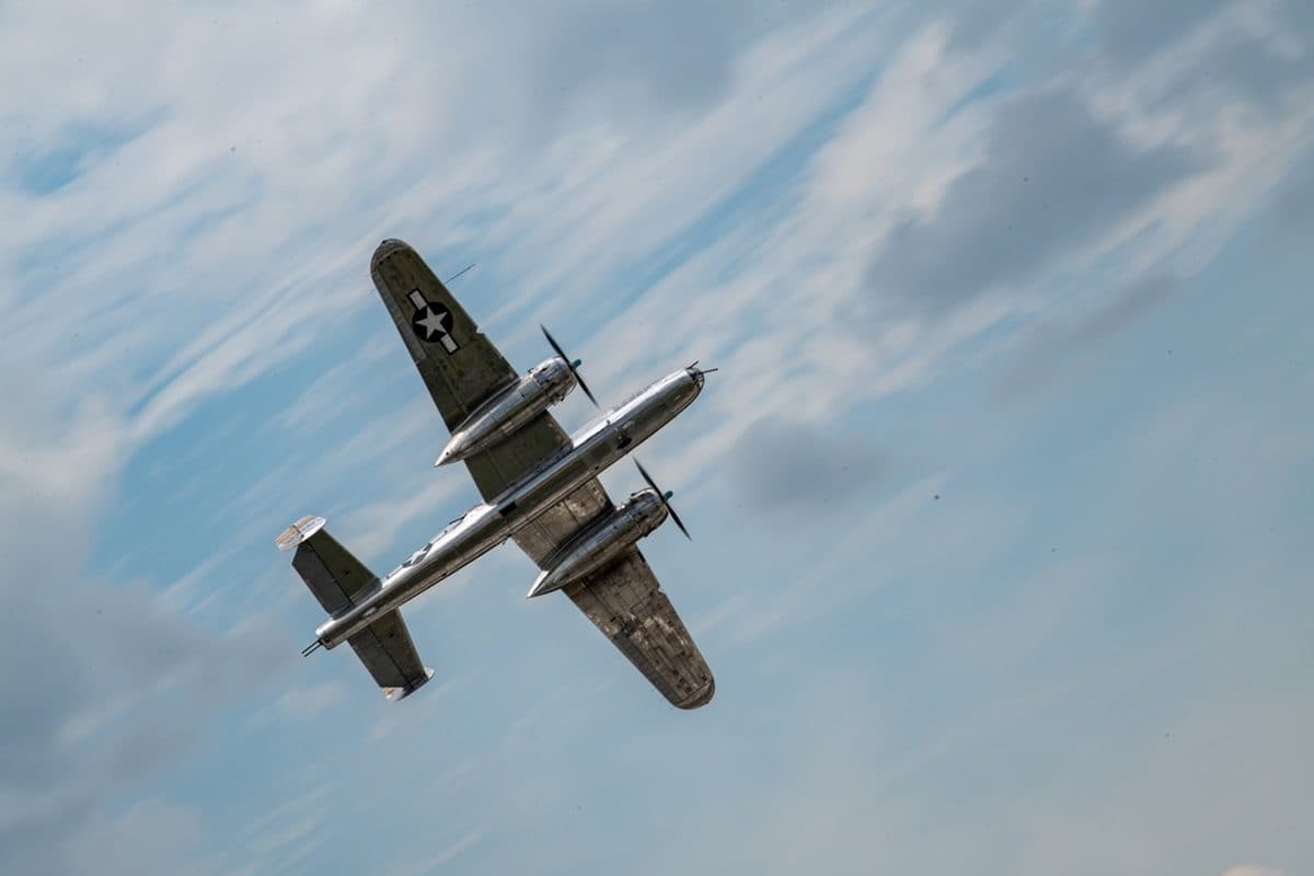 B-25 Mitchell medium bomber in flight during World War II