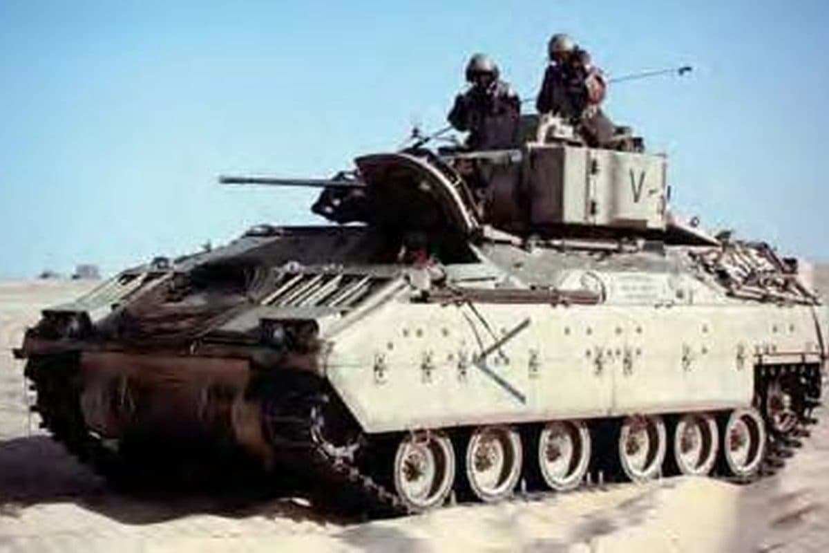 M2 Bradley Fighting Vehicle advancing during a training exercise