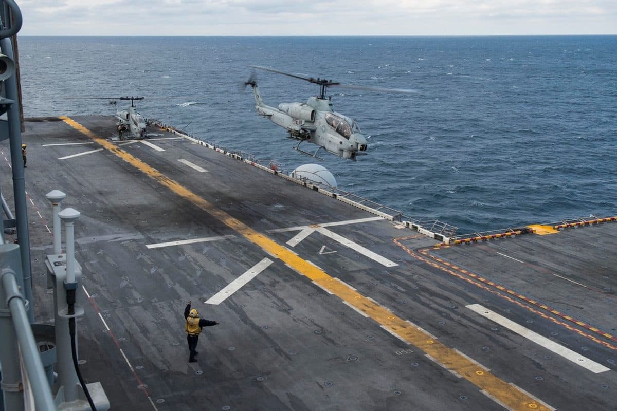 Bell AH-1 Cobra attack helicopter in flight