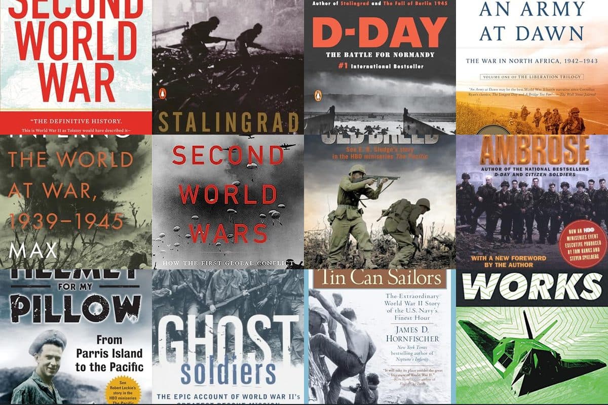 Stack of World War II history books