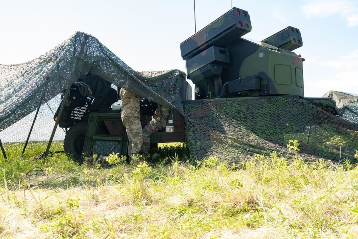 Boeing Avenger air defense system mounted on a military vehicle