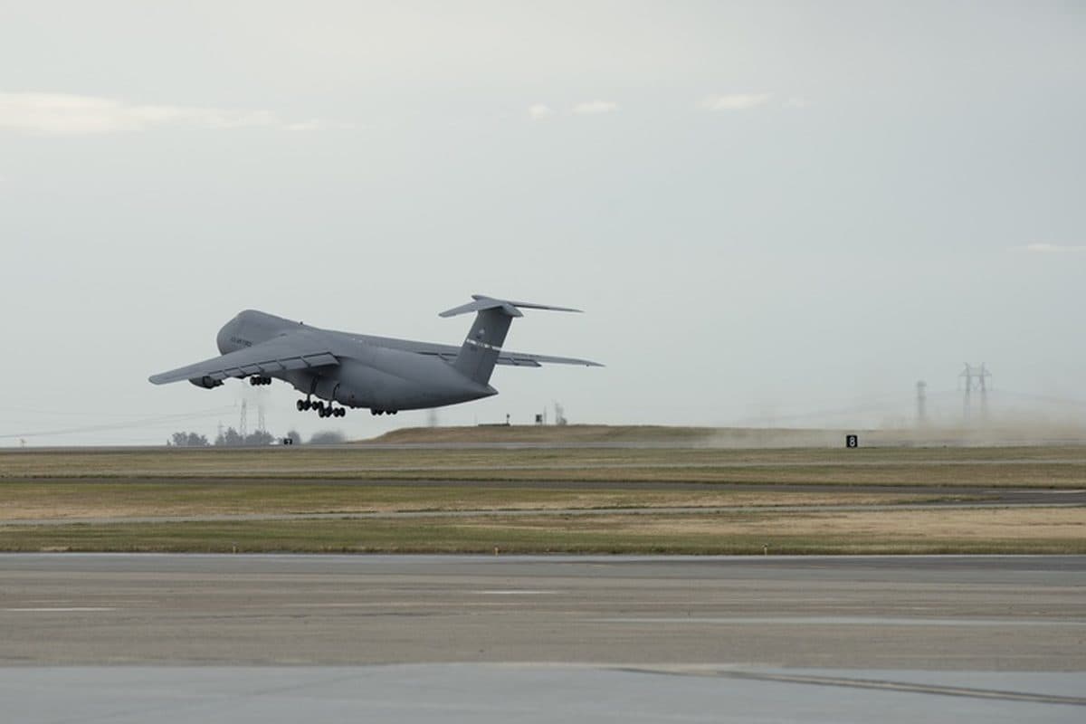 C-5 Galaxy heavy transport aircraft on the runway