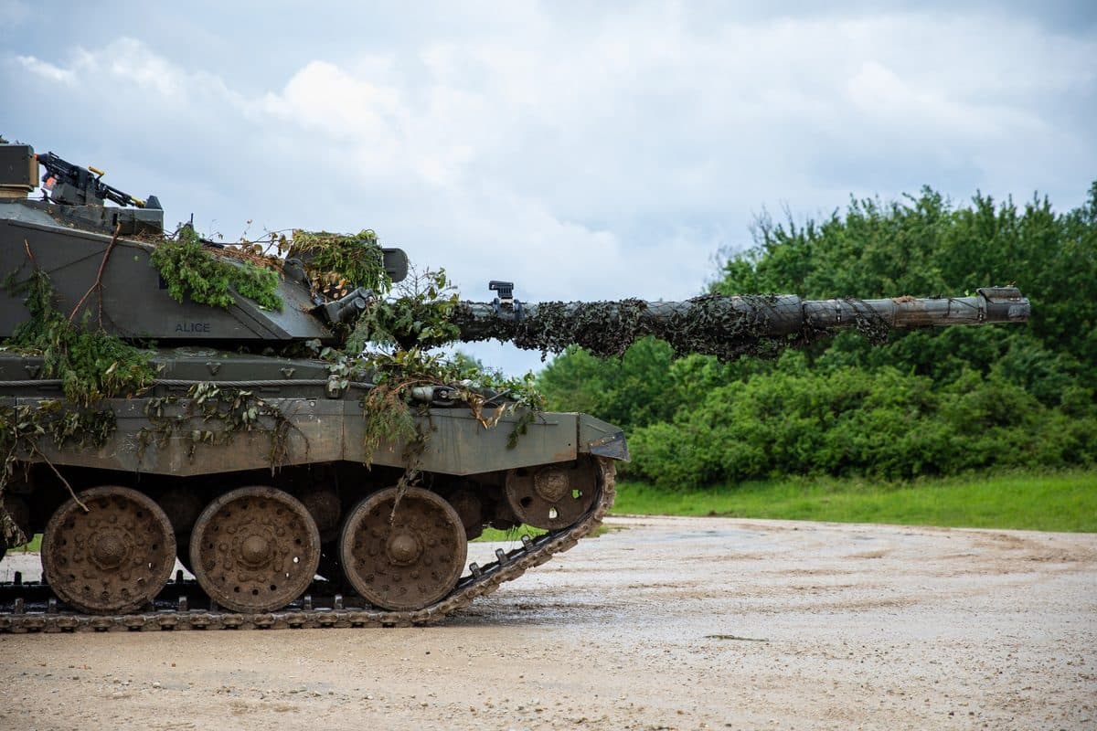 British Army Challenger tank during a military training exercise in Europe