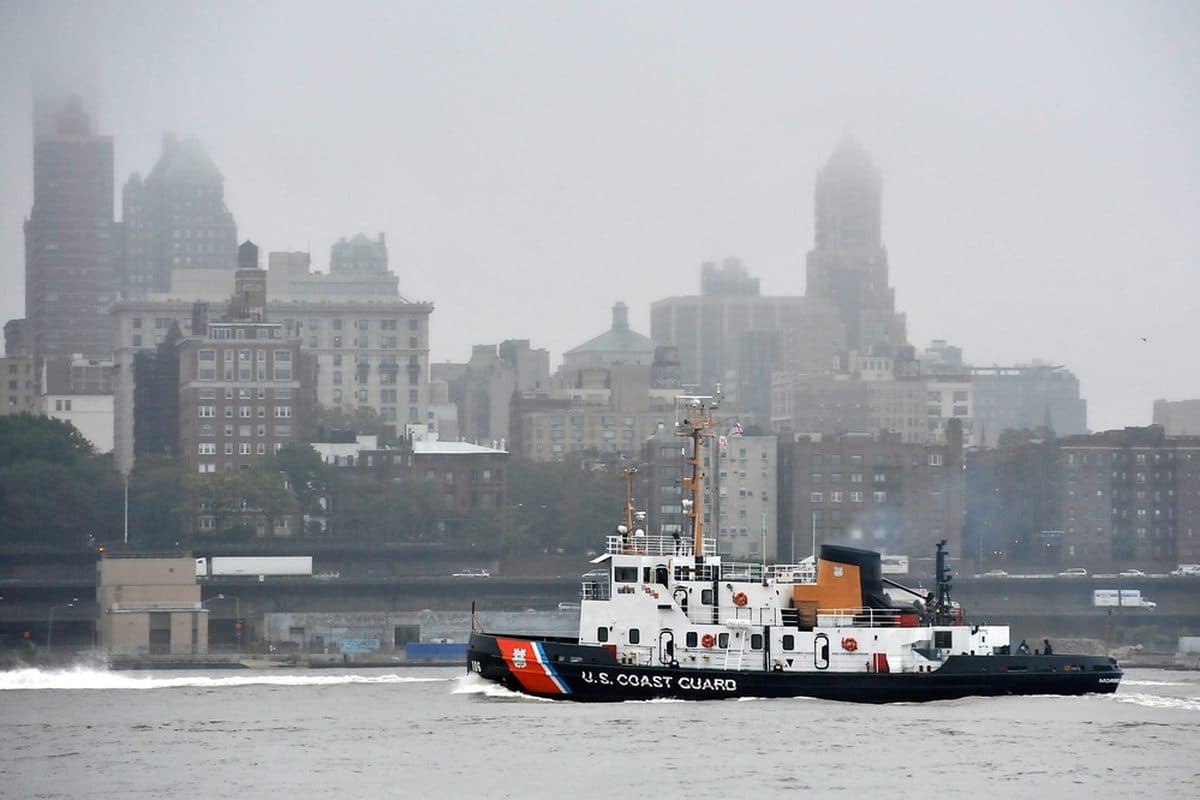 U.S. Coast Guard cutter patrolling coastal waters