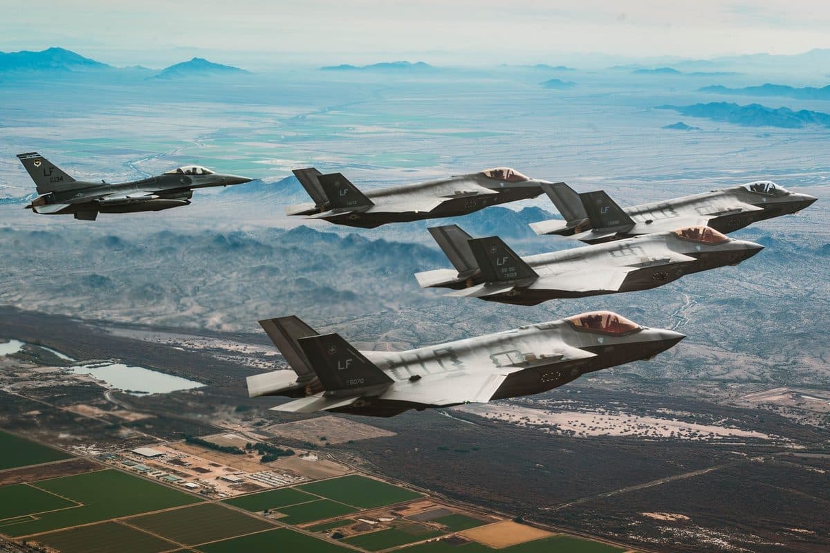 F-35 Lightning II in flight during a demonstration at an airshow, showcasing the aircraft's sleek stealth design