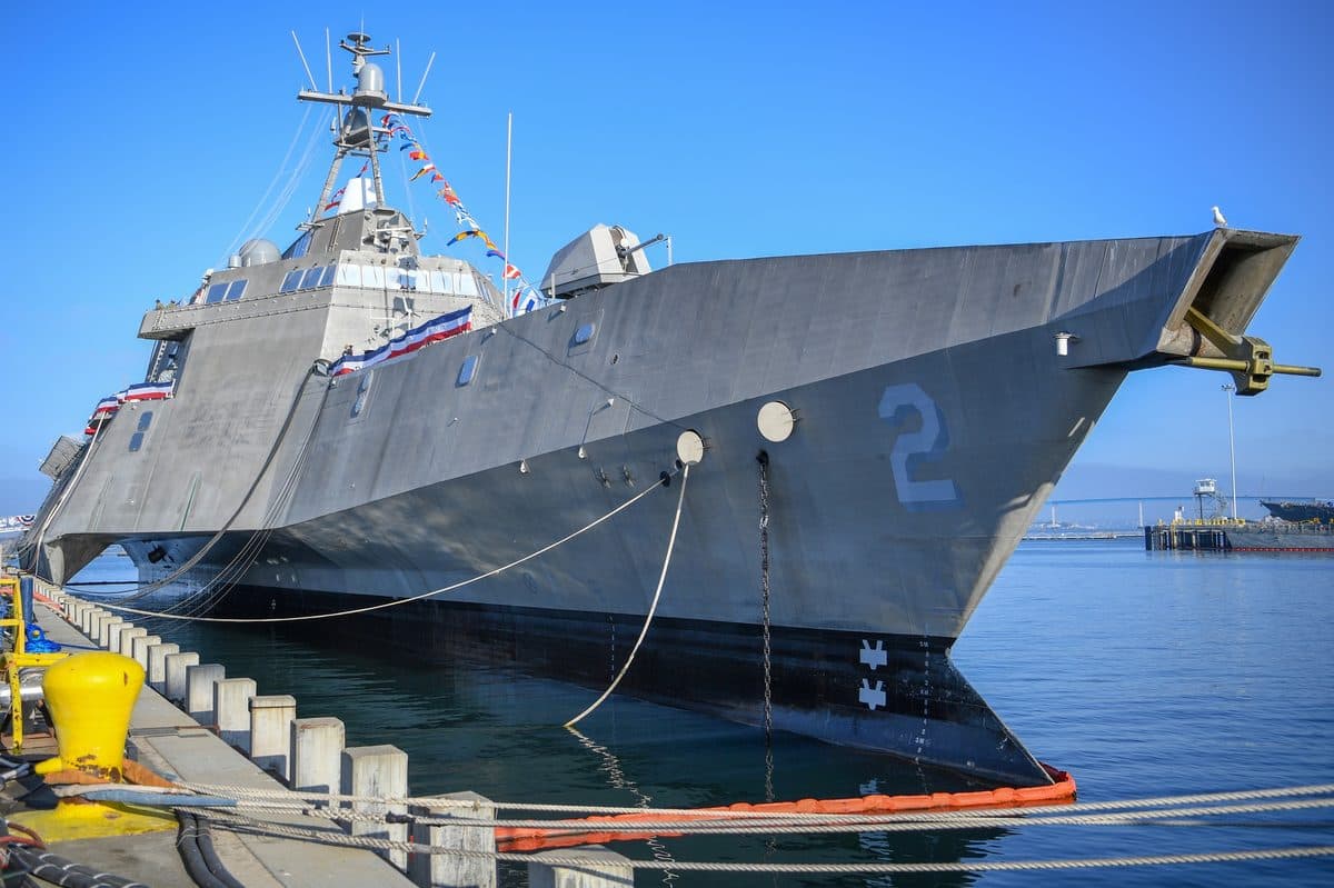 USS Independence littoral combat ship at sea, one of the Navy's most troubled warship programs