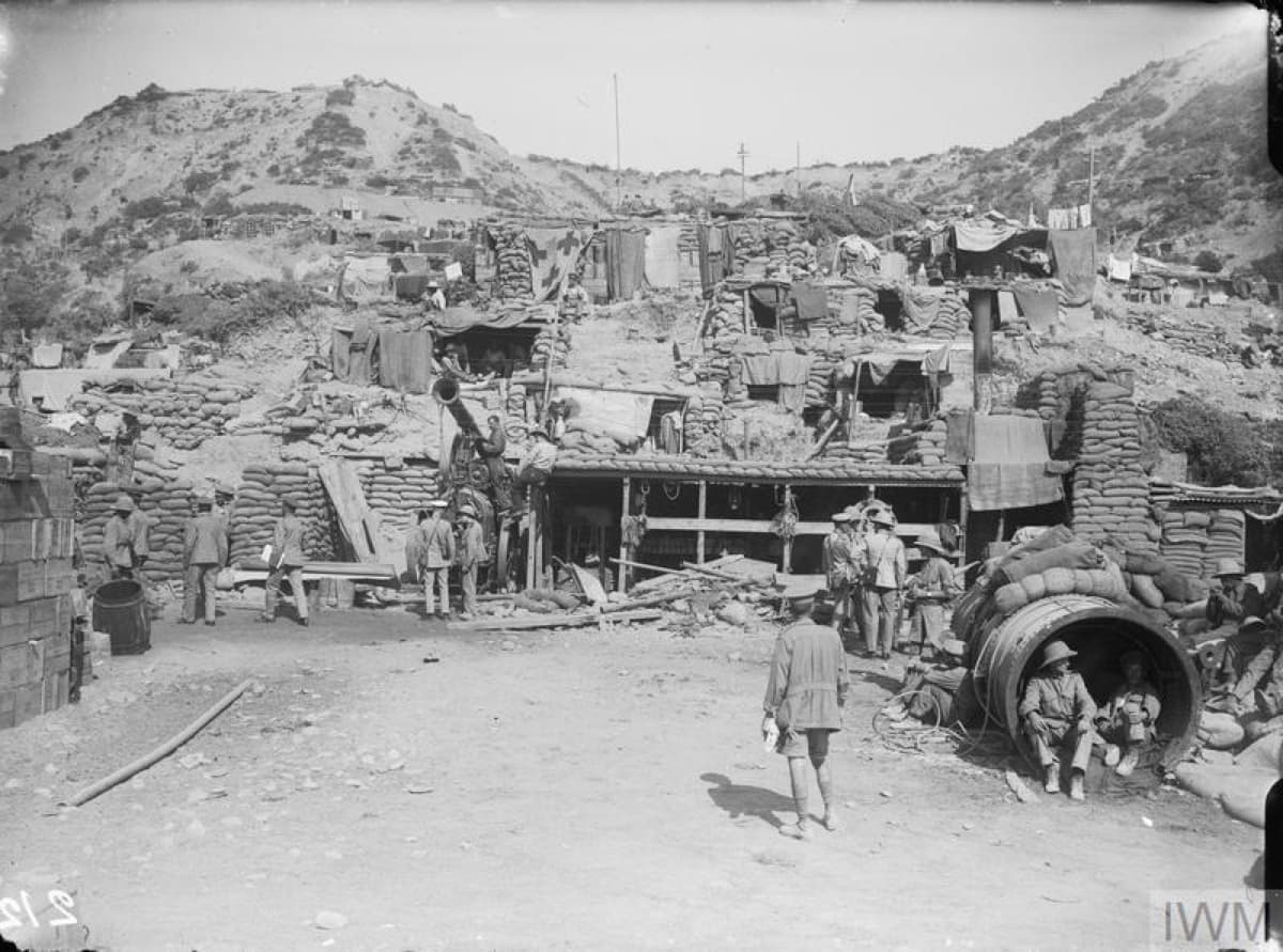 ANZAC troops landing at Gallipoli beach on April 25, 1915 during the ill-fated campaign