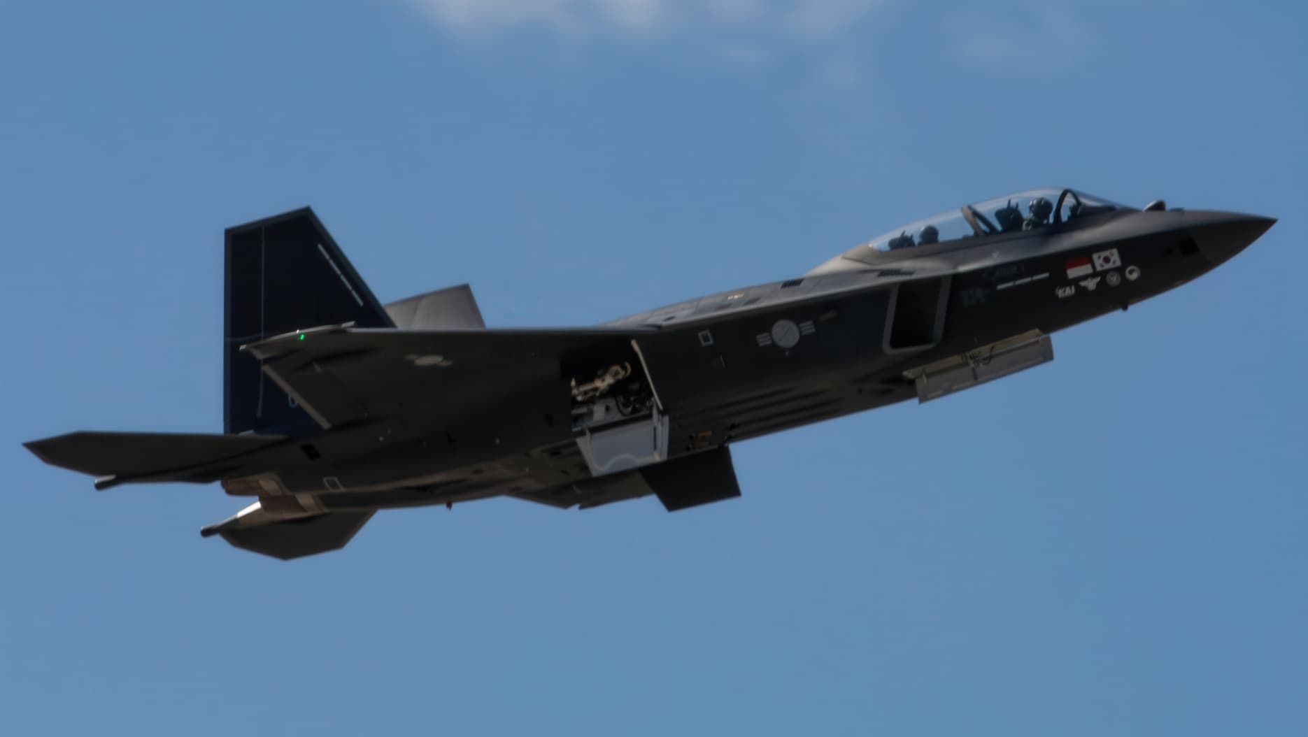 KF-21 Boramae fighter jet in flight during testing over South Korea