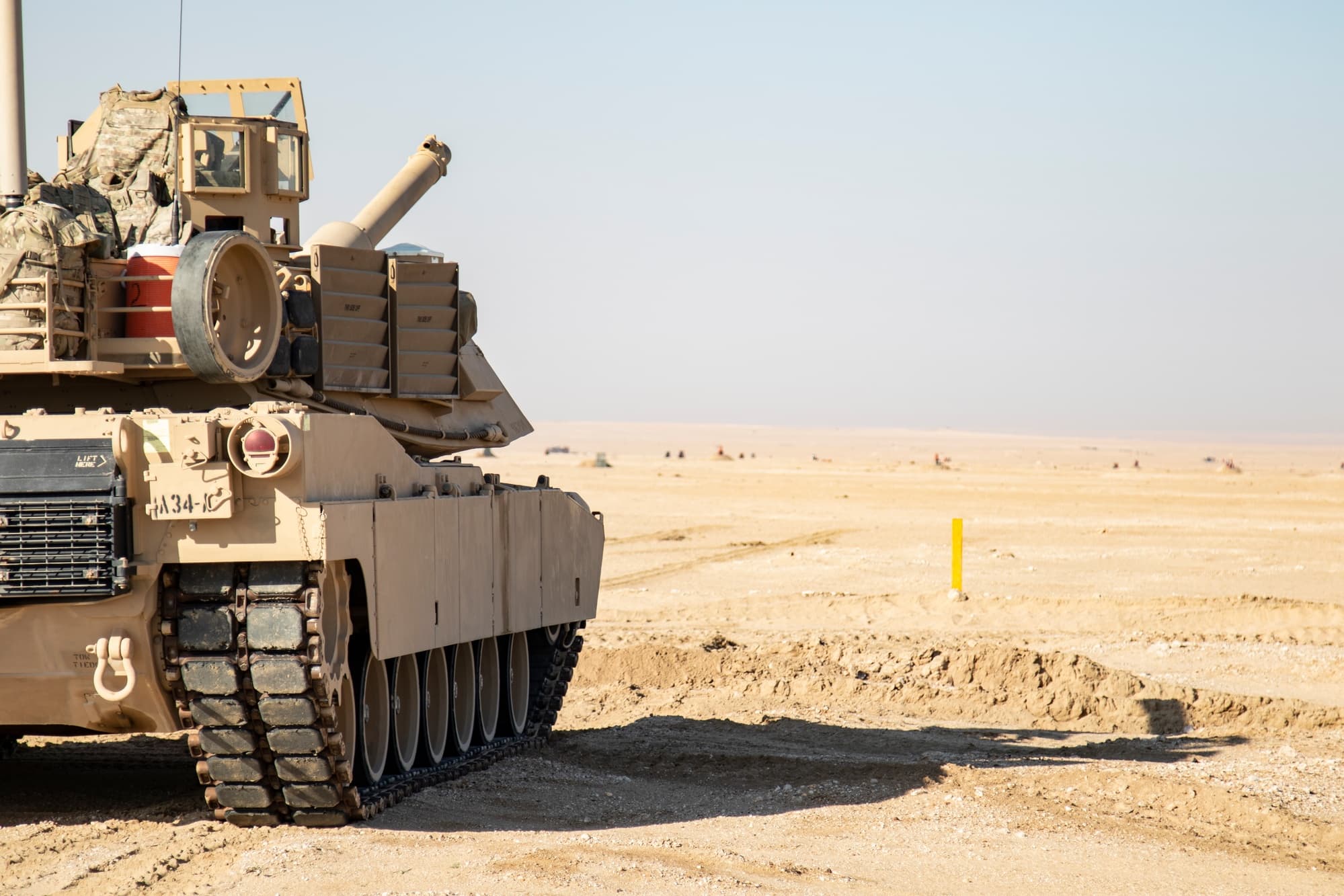 M1A1 Abrams tanks advancing across the desert during Operation Desert Storm in February 1991