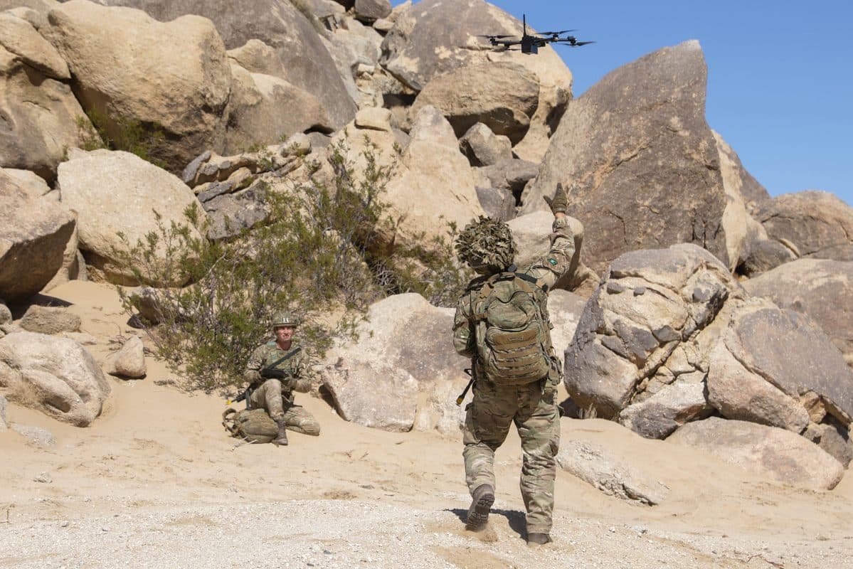 U.S. Army soldiers testing the Advanced Targeting and Lethality Aided System during Project Convergence at Fort Irwin