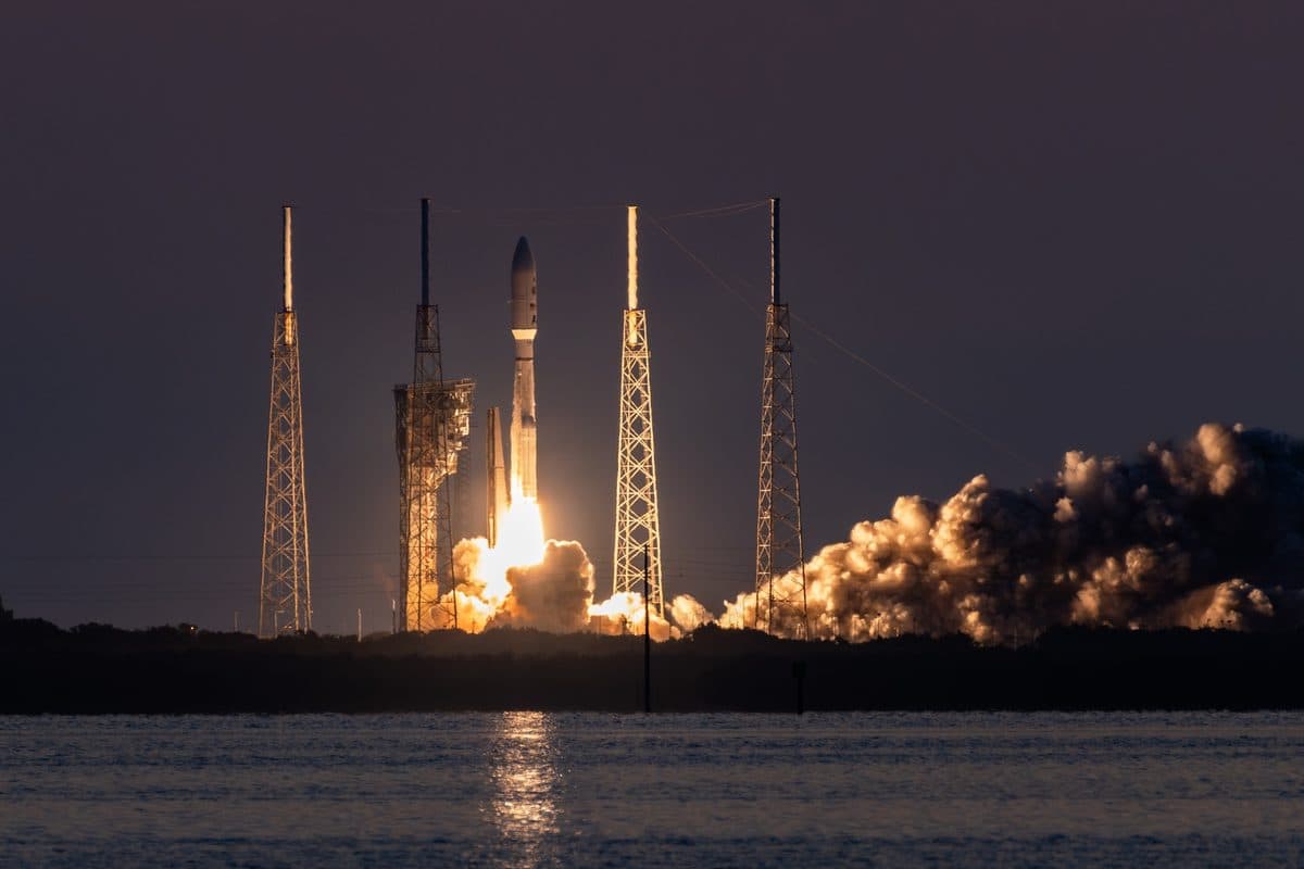 Atlas V rocket launching a classified USSF national security payload into orbit from Cape Canaveral
