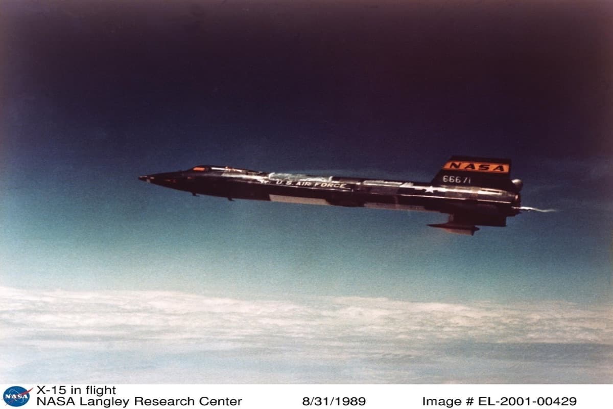 NASA X-15 experimental aircraft in flight during a research mission