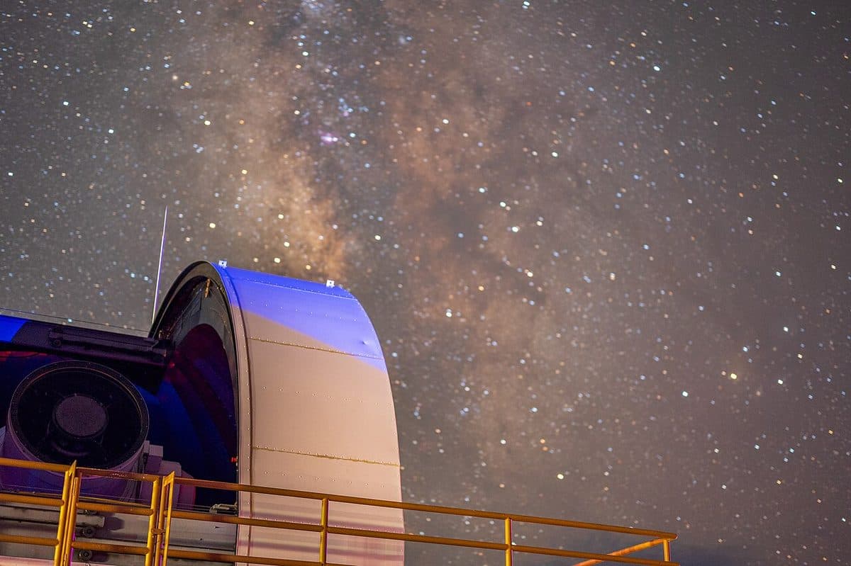 GEODSS electro-optical telescope tracking objects in deep space at night