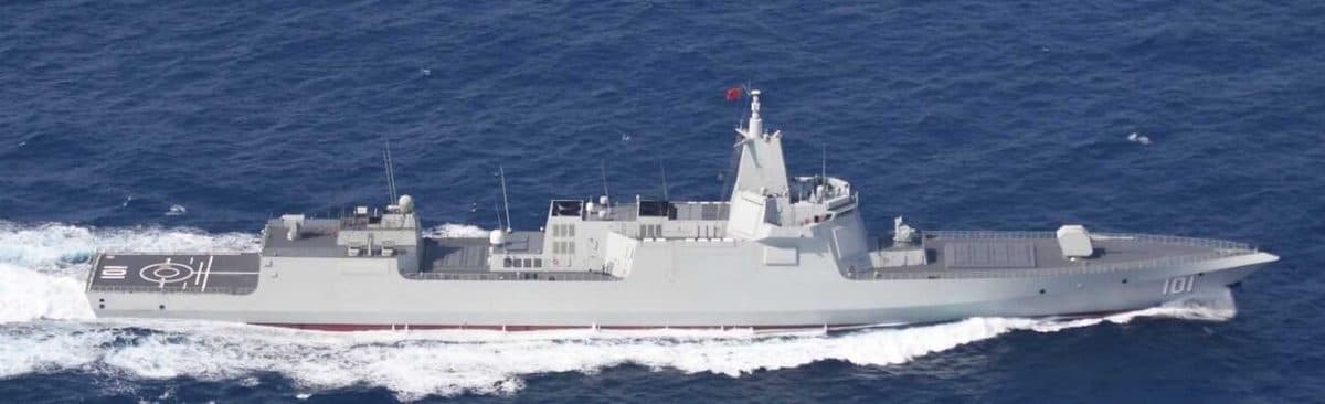 Chinese Type 055 destroyer Nanchang sailing at sea