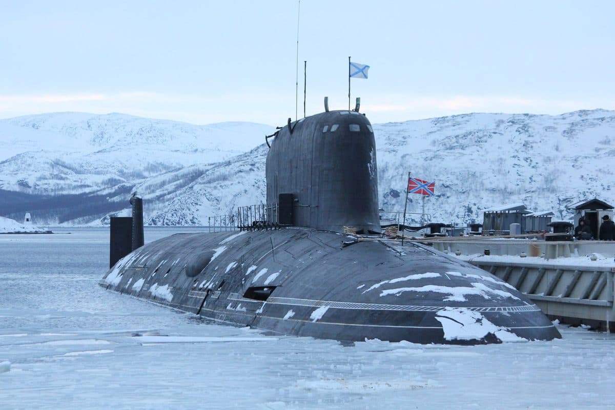 Yasen-class nuclear submarine at sea showing its streamlined hull designed for reduced acoustic signature