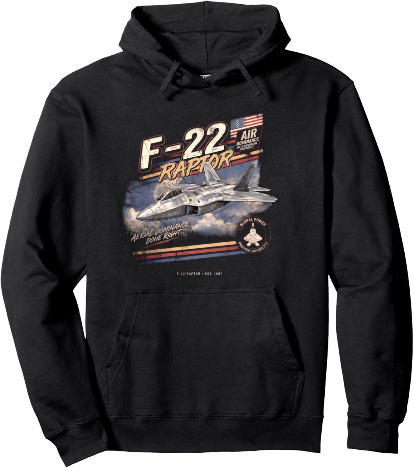 F-22 Raptor Vintage/Retro Collectable Design Pullover Hoodie