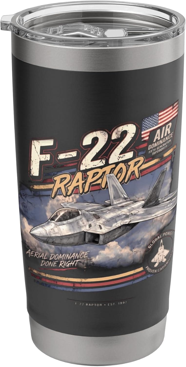 F-22 Raptor Vintage/Retro Collectable Design Stainless Steel Insulated Tumbler