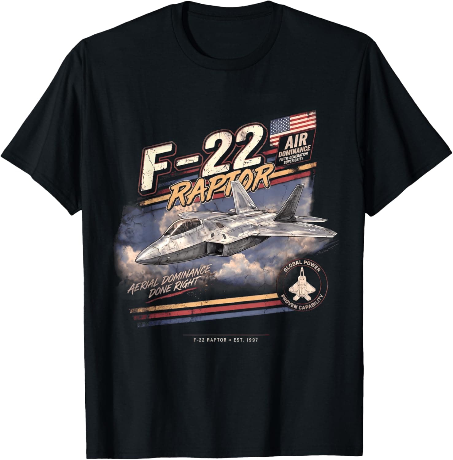 F-22 Raptor Vintage/Retro Collectable Design T-Shirt