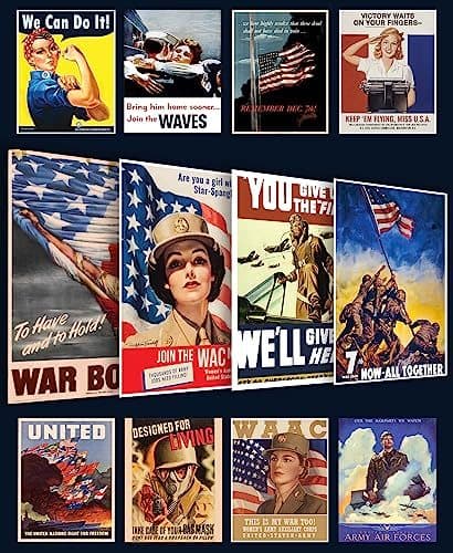 Wallbuddy WW2 poster set of 12 vintage military posters