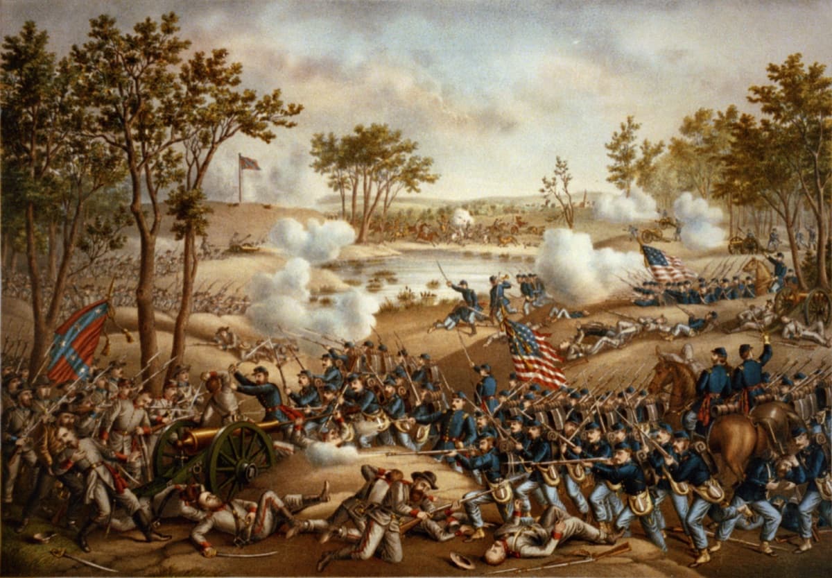 Union soldiers entrenched before the bloody assault at Cold Harbor, Virginia, 1864