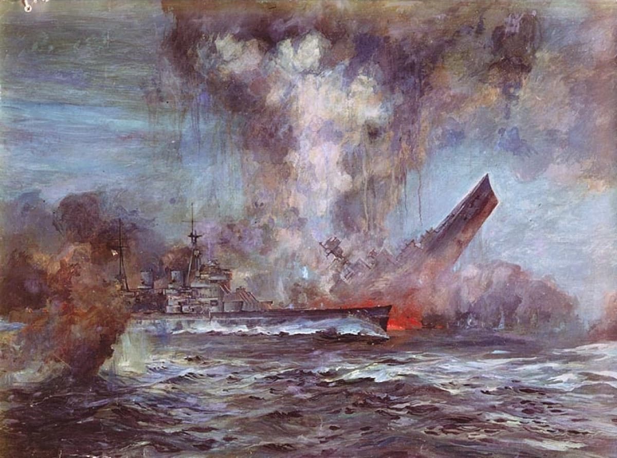 The battlecruiser HMS Hood, sunk by the Bismarck during the Battle of the Denmark Strait