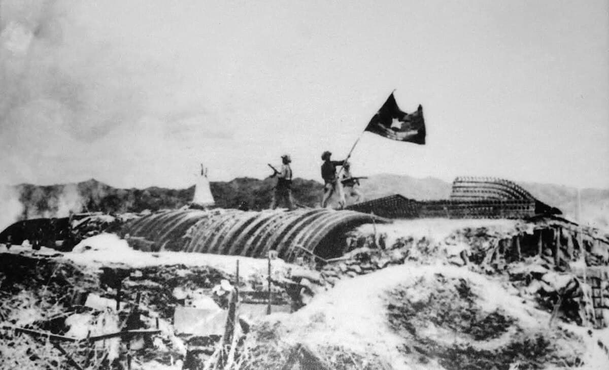 Viet Minh forces advancing on French positions at Dien Bien Phu, where the siege began on March 13, 1954