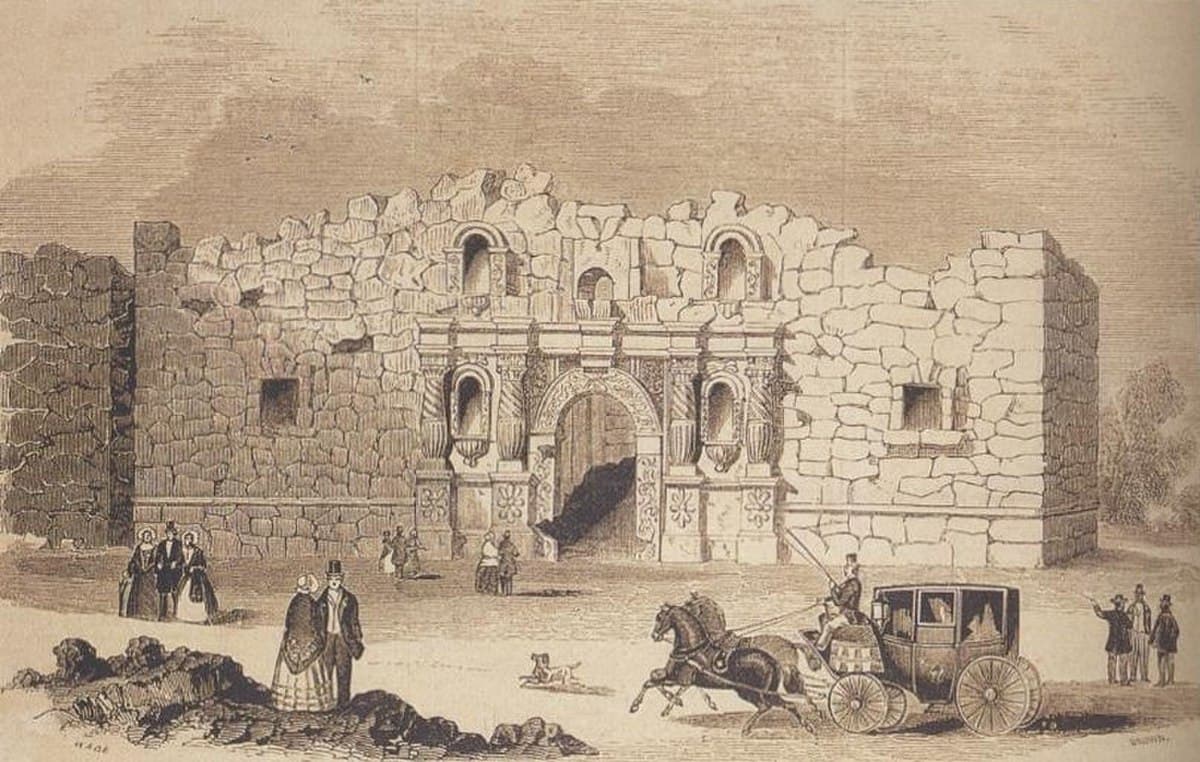 Depiction of the final assault on the Alamo, March 6, 1836, as Mexican forces overwhelm the Texan defenders