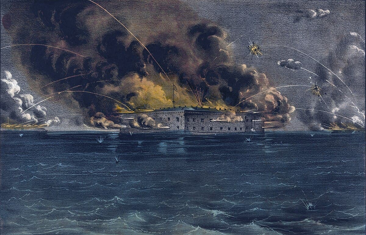Painting of the Confederate bombardment of Fort Sumter in Charleston Harbor, April 12, 1861