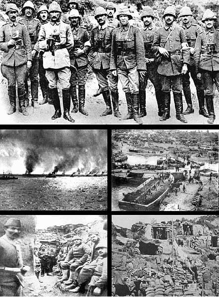 ANZAC troops landing at Gallipoli on April 25, 1915, the beginning of the eight-month campaign