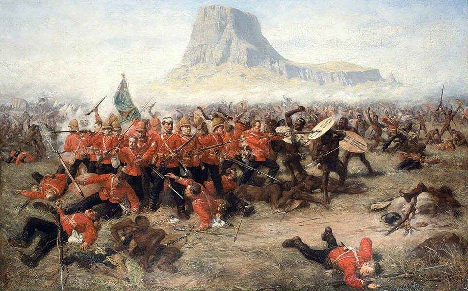 The battlefield at Isandlwana with the distinctive hill in the background, 1879