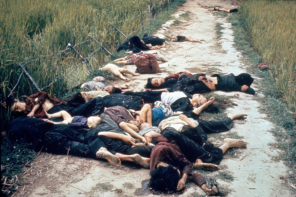 Vietnamese civilians on a road in My Lai shortly before the massacre by American soldiers, March 16, 1968