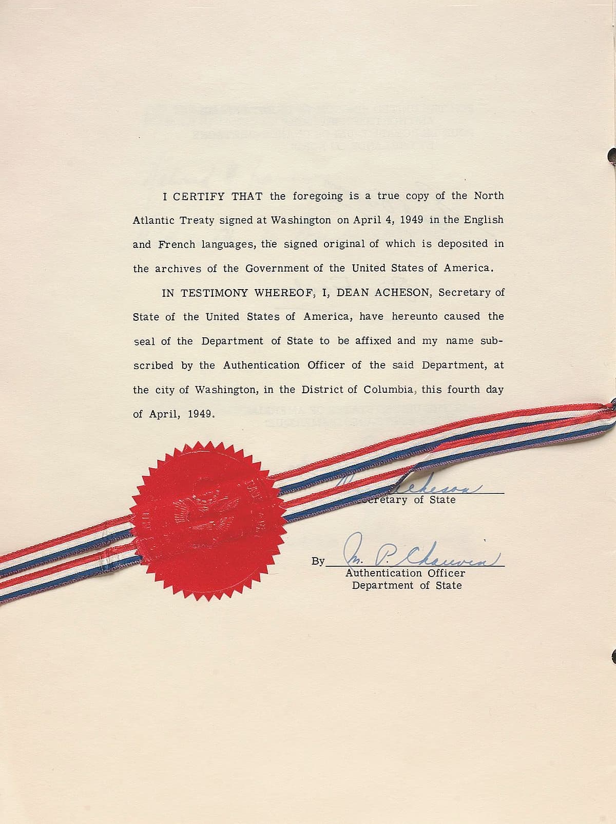 Foreign ministers of twelve nations at the signing ceremony of the North Atlantic Treaty in Washington, D.C., April 4, 1949