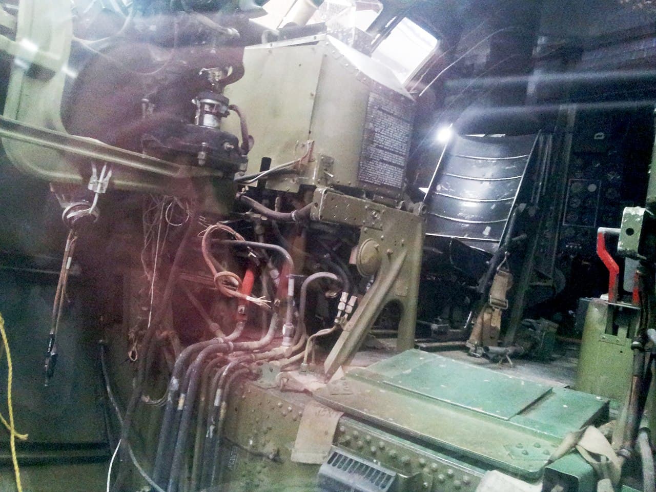 Boeing B-29 Superfortress cockpit interior showing flight instruments and controls