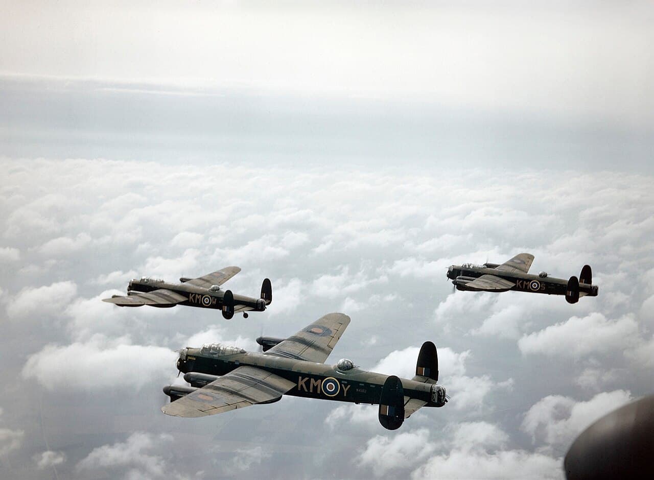 Avro Lancaster Mk Is of No. 44 Squadron RAF in flight, September 1942