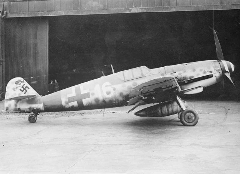 Captured Messerschmitt Bf 109 repainted in RAF markings for flight evaluation