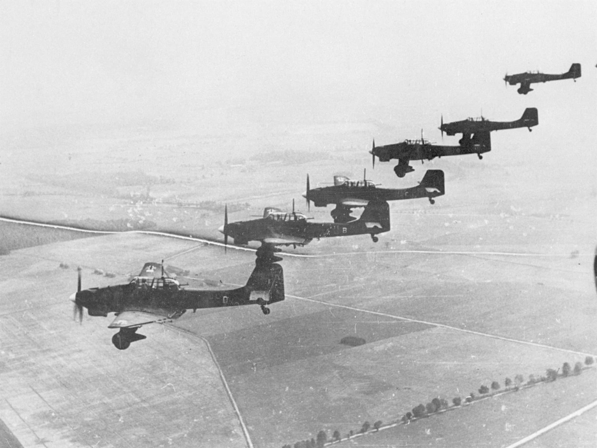 Formation of Ju 87 Stukas over Poland during the 1939 invasion
