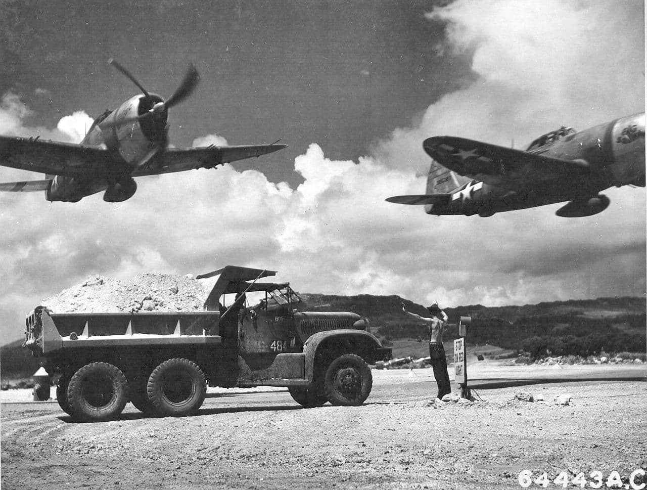 P-47D Thunderbolts of the 318th Fighter Group at East Field, Saipan, 1944