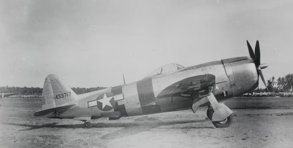P-47D-30 loaded with HVAR rocket stubs under the wings in ground attack configuration