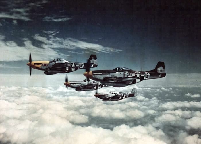 P-51Ds of the 361st Fighter Group in flight, July 1944