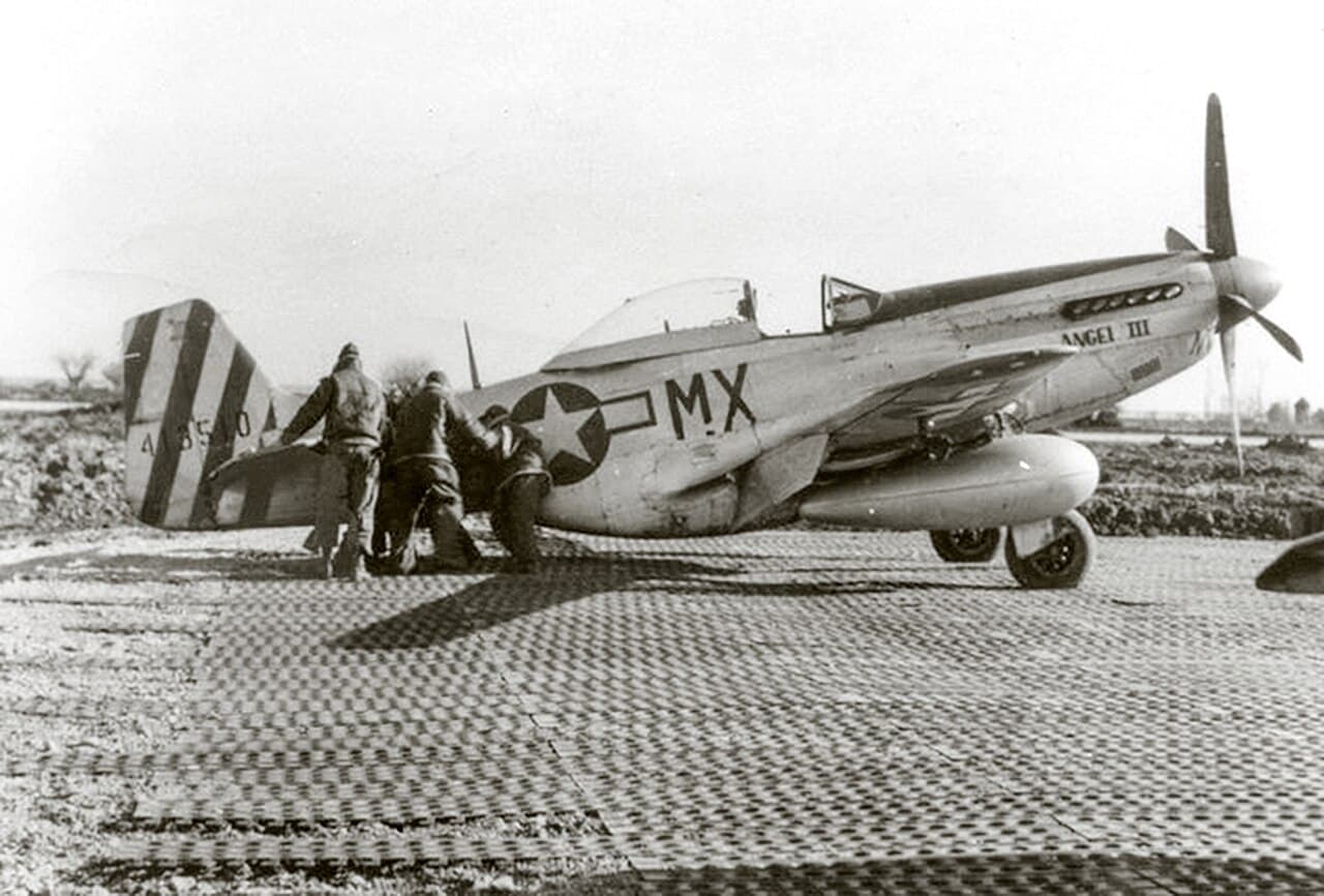 P-51D "Angel III" of the 31st FG/307th FS with invasion stripes, Italy, 1944