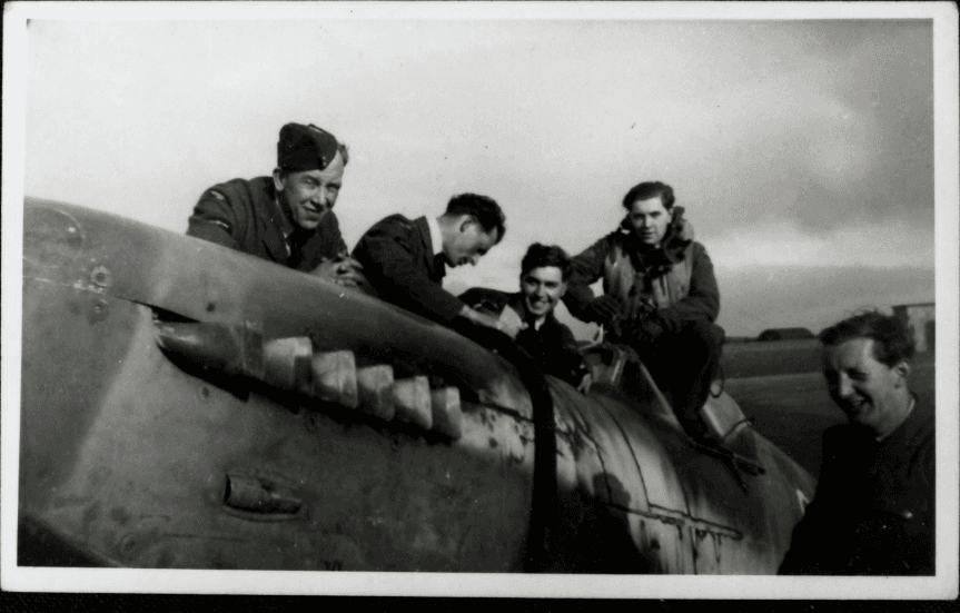 RAF ground crew and pilot with a Spitfire at RAF Andreas