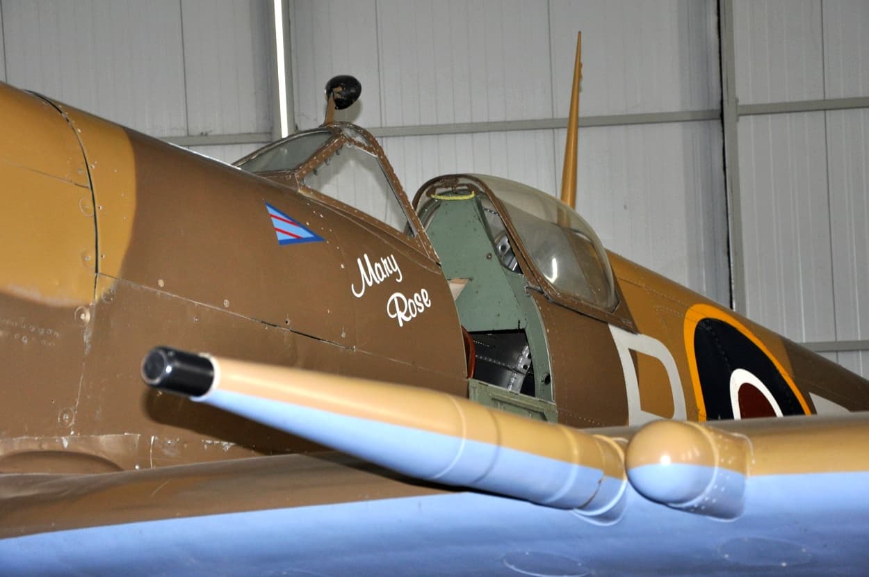 Spitfire Mk IX preserved at the Malta Memorial Hangar showing cannon armament
