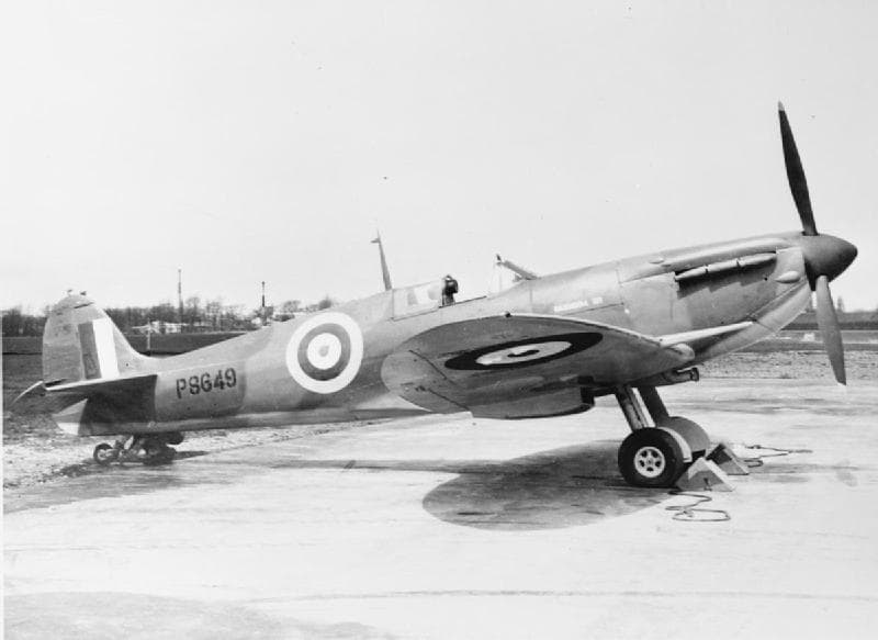 Spitfire on a production line in Britain