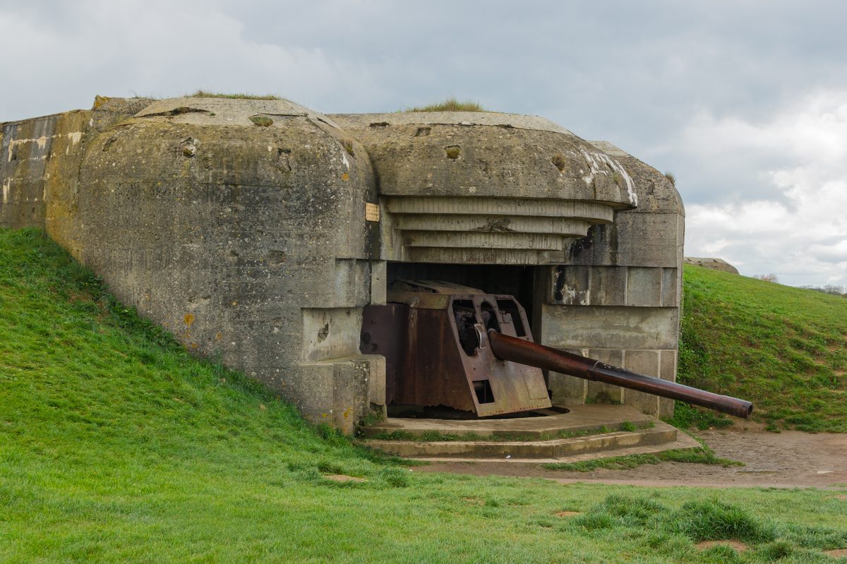 Atlantic Wall concrete bunker fortification on the coast of France built by Nazi Germany