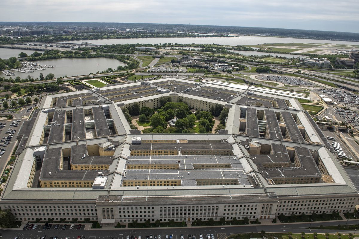 Aerial view of the Pentagon in Arlington, Virginia, headquarters of the United States Department of Defense